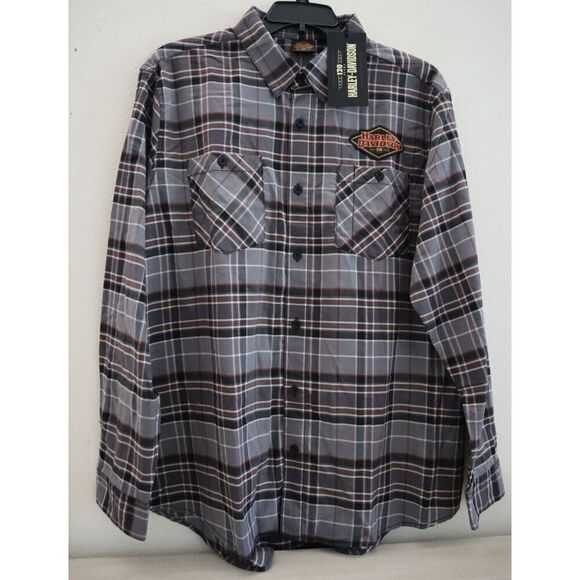 Harley-Davidson 96645-23VM Men's Sz XL Gray Plaid 120th Anniversary L/S Shirt - Picture 1 of 10